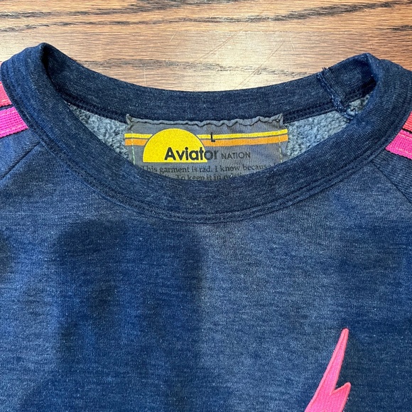 Aviator Nation Bolt Embroidery Classic Cropped Crew sweatshirt - Picture 3 of 11